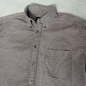 Vintage Y2K Eddie Bauer Corduroy Shirt Mens Large White Black Houndstooth Cotton